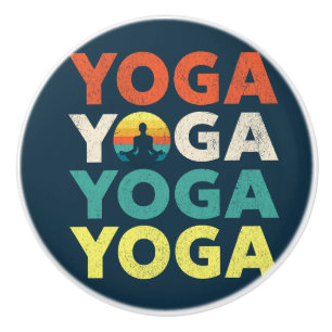 Yoga text design ceramic knob