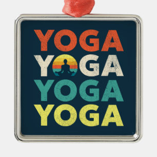 Yoga text design metal tree decoration
