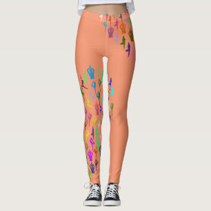 Yoga Theme Colourful Silhouettes on Any Colour Leggings