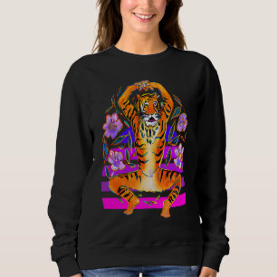 Yoga Tiger in Flowers Sweatshirt