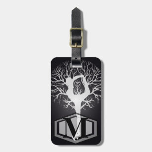 Yoga Tree in Black and White Luggage Tag
