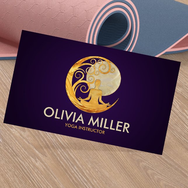 Yoga Tree Moon - Pearl and Gold Business Card (Creator Uploaded)