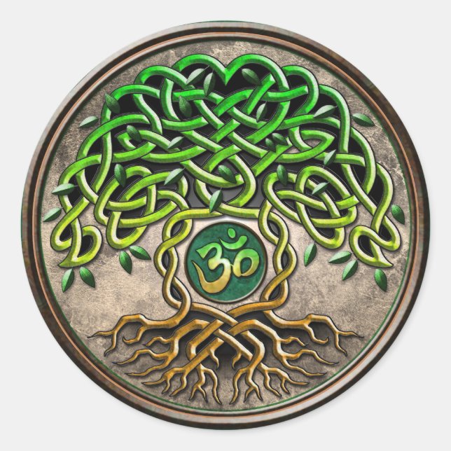 Yoga Tree of Life Classic Round Sticker (Front)
