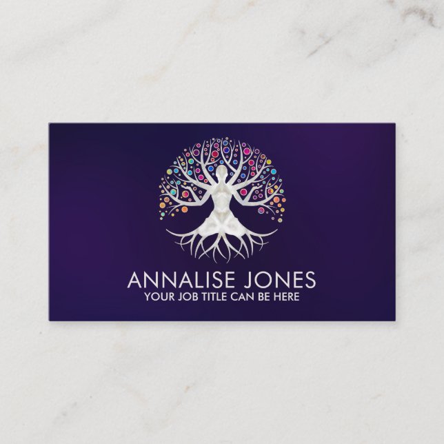 Yoga Tree of Life - Mother of pearl Business Card (Front)