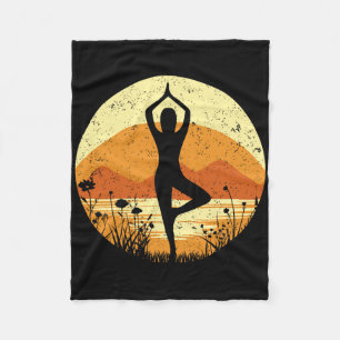 Yoga Tree One Leg Standing Pose Vrikshasana Vintag Fleece Blanket