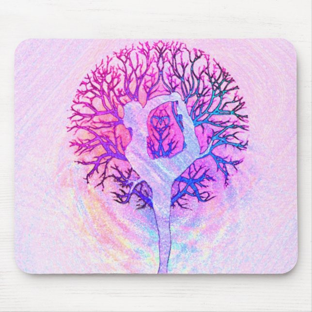 Yoga Tree Pastel Rainbow Mouse Pad (Front)