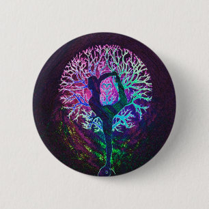 Yoga Tree Peace Rainbow 6 Cm Round Badge