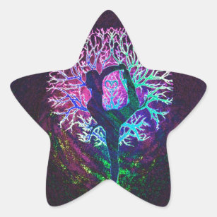 Yoga Tree Peace Rainbow Star Sticker