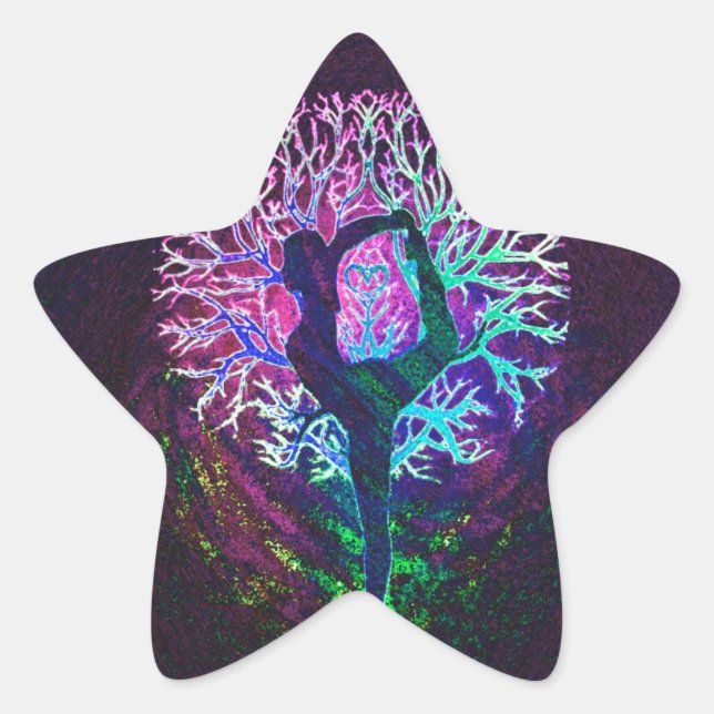 Yoga Tree Peace Rainbow Star Sticker (Front)