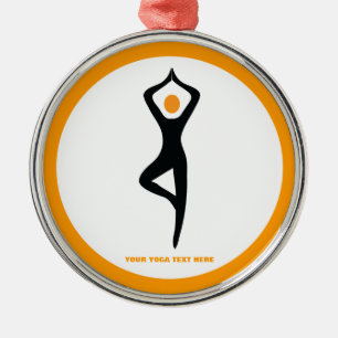 Yoga tree pose black, orange custom metal tree decoration