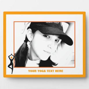 Yoga tree pose black, orange custom plaque
