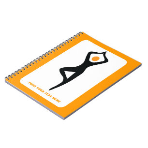 Yoga tree pose black, orange custom spiral notebook