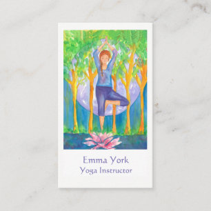 Yoga Tree Pose Full Moon Business Card