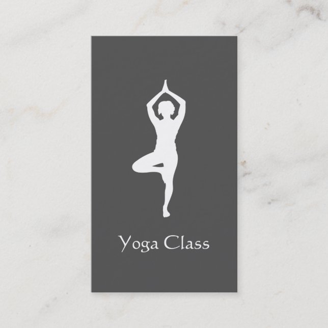 Yoga Tree Pose (grey) Business Card (Front)