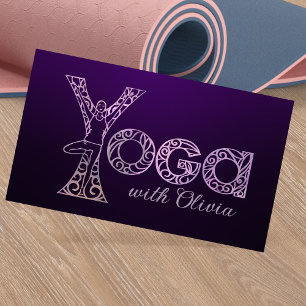 Yoga Tree Pose Word Art Drawing Business Card