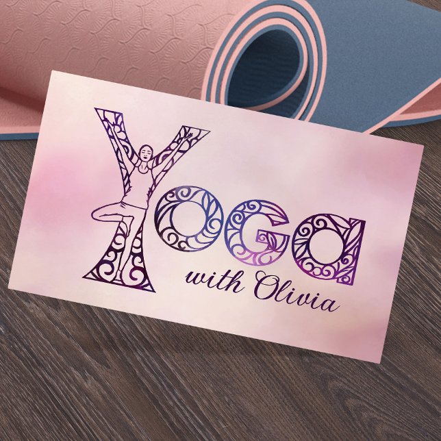 Yoga Tree Pose Word Art Drawing Business Card (Creator Uploaded)