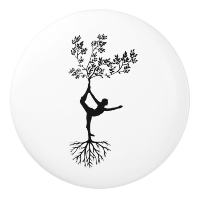 Yoga Tree Roots Ceramic Drawer Cabinet Knob (Front)