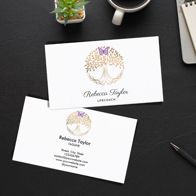 yoga trendy life coach tree of life landscape busi business card (Creator Uploaded)