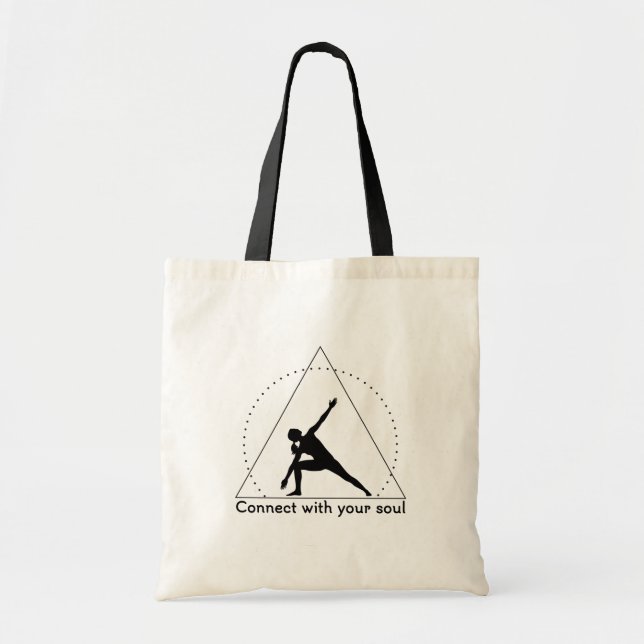 Yoga Triangle Pose Emblem Tote Bag (Front)
