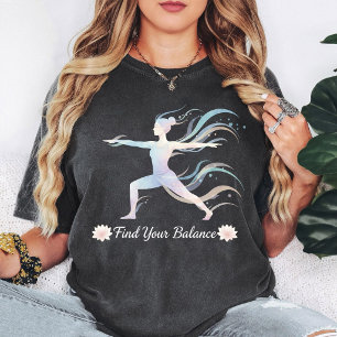 Yoga Warrior Pose Balance Lotus Watercolor Design T-Shirt