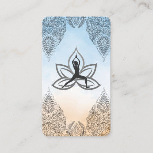 Yoga Warrior Pose   Mandala Pattern Business Card