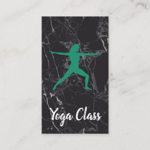 Yoga Warrior Pose   Marble Background Business Card