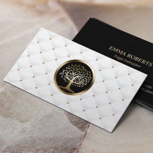 Yoga Wellness Health Spa Modern Gold Tree Business Card