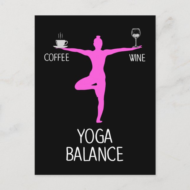 Yoga Wine and Coffee Lover Postcard (Front)
