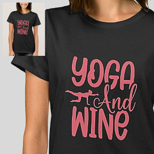 Yoga & Wine Pink on Black                T-Shirt