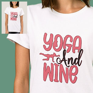 Yoga & Wine Pink on White T-Shirt