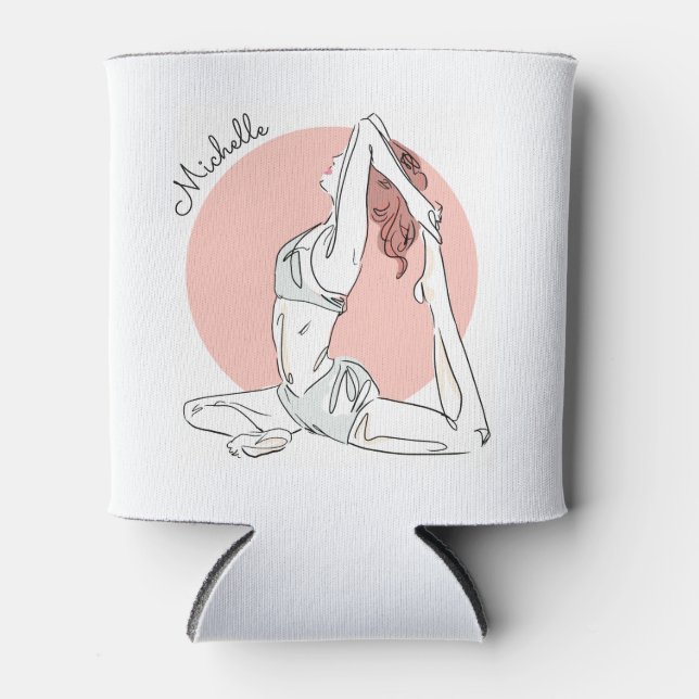 Yoga Woman custom name can cooler (Front)