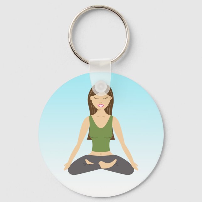 Yoga Woman In Lotus Pose Key Ring (Front)