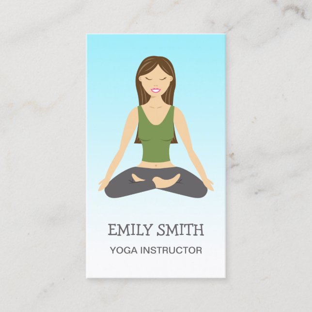 Yoga Woman In Lotus Pose Yoga Instructor Business Card (Front)