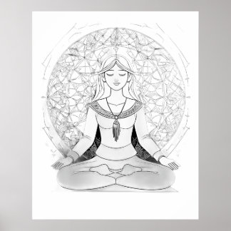 Yoga woman in lotus position poster