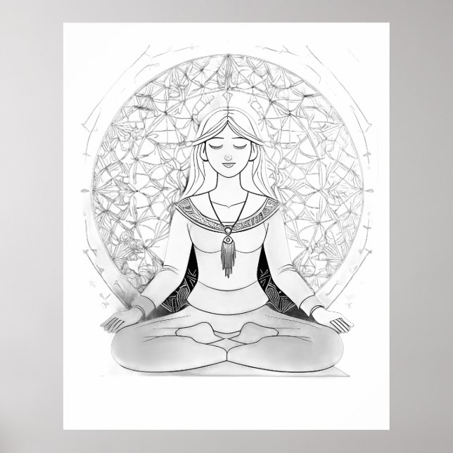 Yoga woman in lotus position poster (Front)