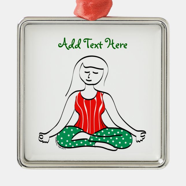 Yoga Woman in Seated Pose Christmas Metal Tree Decoration (Front)