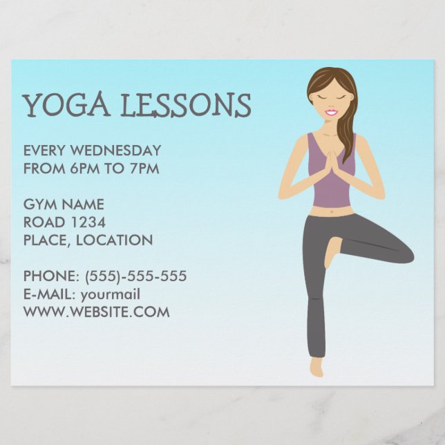 Yoga Woman In Tree Pose Yoga Classes Flyer (Front)