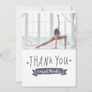 Yoga Women on Sunset Background Thank You Card
