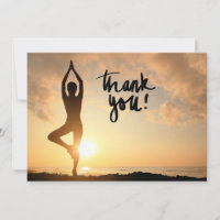Yoga Women on Sunset Background Thank You Card