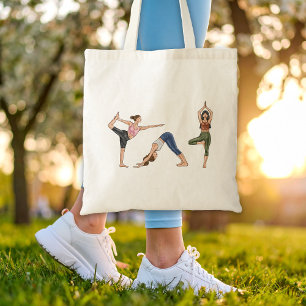Yoga Women Poses Stretch Exercise Women Tote Bag
