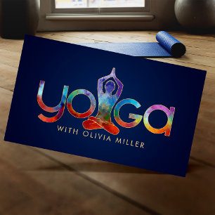 Yoga Word Art -Colourful Illustration Business Card