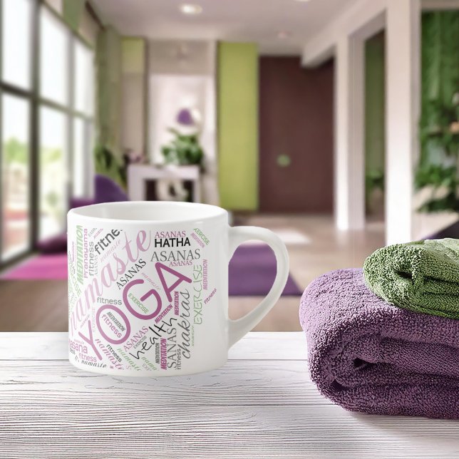 Yoga Word Cloud Plum/Green ID254 Espresso Cup (Creator Uploaded)