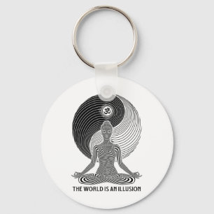 Yoga World Illusion Yin Yang Zen Girl Meditation F Key Ring