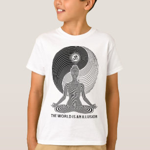 Yoga World Illusion Yin Yang Zen Girl Meditation F T-Shirt
