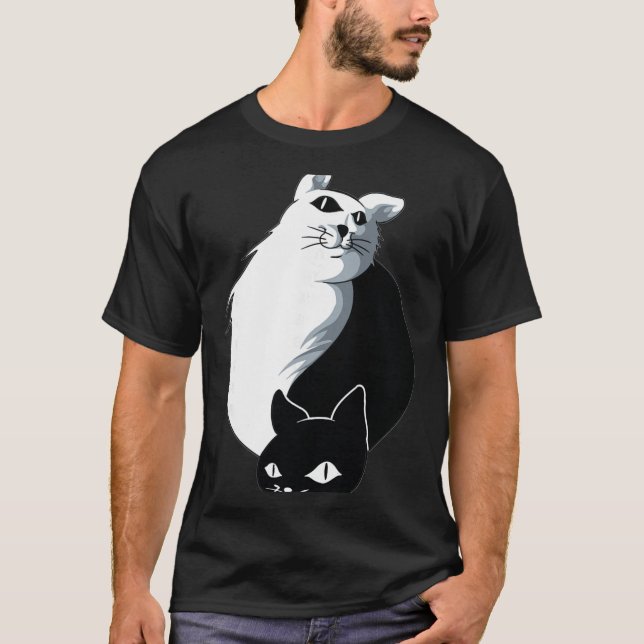 Yoga Ying Yang Cat  T-Shirt (Front)