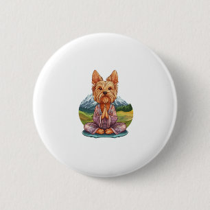 Yoga Yorkie � Funny Meditating Dog 6 Cm Round Badge