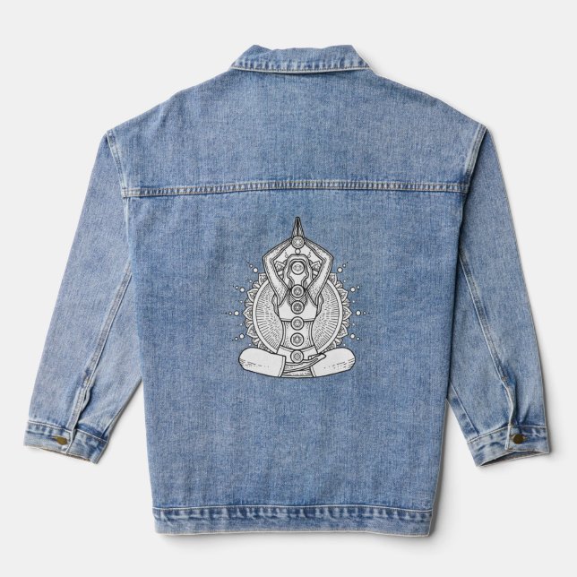 Yoga Zen Chakra Symbol Denim Jacket (Back)