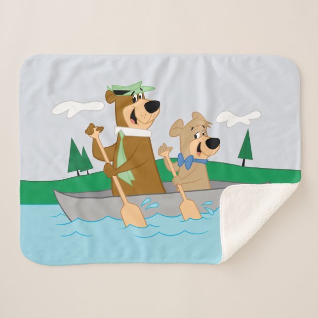 Yogi Bear and Boo Boo Fun Canoe Adventure Sherpa Blanket (Front (Horizontal))