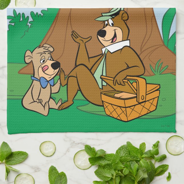 Yogi Bear and Boo-Boo Picnic Snack Tea Towel (Folded)
