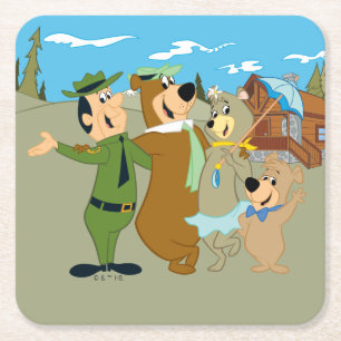 Yogi Bear and Friends Warm Welcome Square Paper Coaster